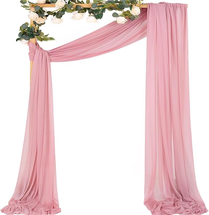 MLMC Dusty Rose Wedding Arch Draping Fabric 1 Panel 29" x 20 FT Extra Long Gauze Drapes Sheer Backdrop Curtains 6.6 Yards Airy Outdoor Drapery Panels for Wedding Bridal Shower Ceiling Decoration