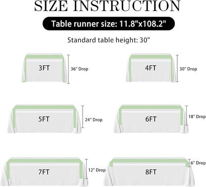 2 Pack Sage Green Satin Table Runner 12x108 Inches Long, Bright Silky Smooth Satin Table Runner Table Decor for Wedding Banquet Christmas Prom Event Birthday Party
