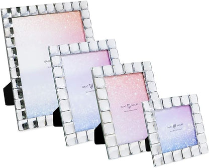 Isaac Jacobs Decorative Sparkling Clear Jewel Picture Frame, Photo Display & Home Décor (4x4, Clear)