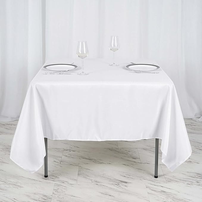 Efavormart Premium Polyester Square Table Overlay 70"x70" White - 220GSM Wrinkle-Resistant Table Topper for Weddings & Parties
