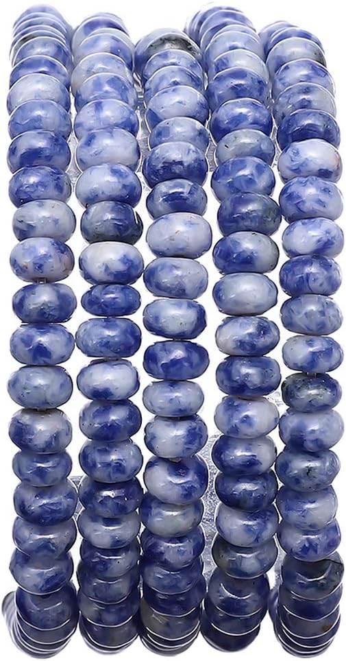 Natural Blue Sodalite Stone Rondelle 4x6mm Loose Semi Gemstone Beads for Jewelry Making 38cm