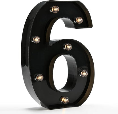 OYCBUZO Light Up Black Alphabet Marquee Number Sign LED Marquee Number Lights Sign for Night Light Home Bar Christmas Lamp Birthday Party Wedding Decoration 6