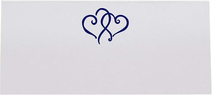 Linked Hearts Place Cards, Navy (Choose Color), Set of 25, Pre-cut and Scored - Wedding, Party, Dinner, and Special Events - Made in the USA