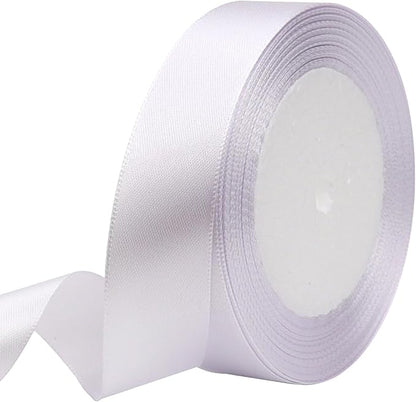 White Solid Satin Ribbon 1 Inch 25 Yards Solid Polyester Fabric Ribbon for Gift Wrapping Wedding Christmas Baby Shower Birthday Party Decoration Handmade Immortal Flower Craft