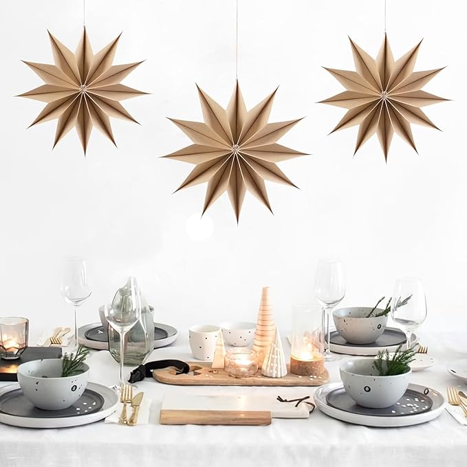Easy Joy 3Pcs Boho Paper Landern Star