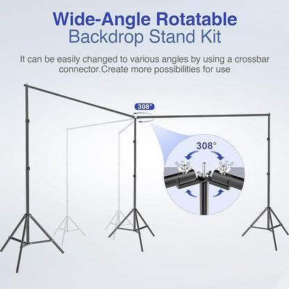 EMART Backdrop Stand, 20x7ft(WxH) Large Adjustable Background Support System with 308° Angle Rotatable Connector, 8 Clamps, 3 Sandbags and Carry Bag for Paties, Wedding, Photography Studio