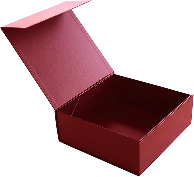 CECOBOX - Gift Boxes with Lids for Presents 6"x6"x2.75" - Matte, Collapsible Magnetic Closure Gift Box - Groomsmen & Bridesmaid Proposal Boxes, Wedding, PR, Birthdays, Holidays (Scarlet Leatherette)