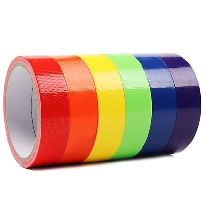 6 Pack Colored Duct Tape, Total 180 Yards- 1 Inch x 30 Yards per Rolls,Multi-Color Duct Tapes, Rainbow Colored Duct Tape Great for DIY Art Home School Office Assorted Colors