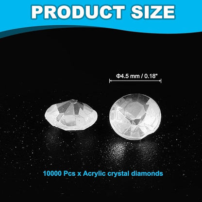 PATIKIL 10000 Pcs Wedding Table Scatter Confetti Crystals 4.5mm Acrylic Diamonds Vase Fillers Gems for Table Centerpiece Decorations Party Vase Beads, White