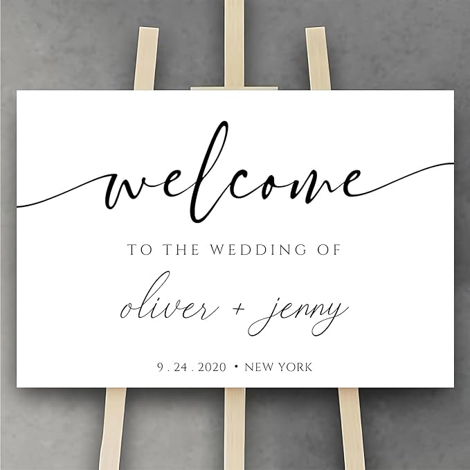 Generic Personalized Wedding Welcome Sign, Modern Minimalist, 18x27 inches, Plastic, Wedding Guestbook