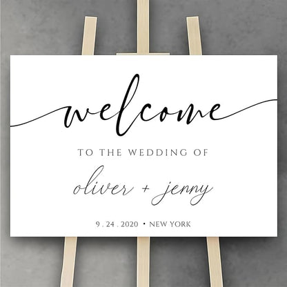 Generic Personalized Wedding Welcome Sign, Modern Minimalist, 18x27 inches, Plastic, Wedding Guestbook