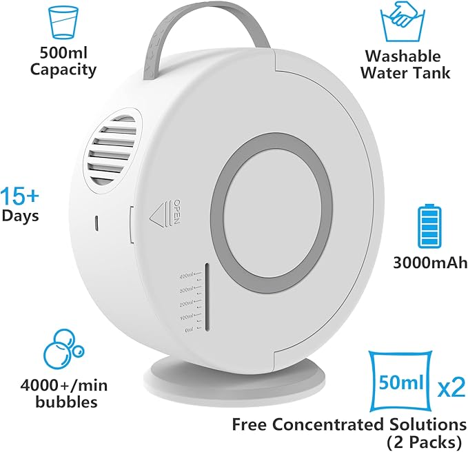 Bubble Machine for Kids Toddlers,Automatic Bubble Blower Rechargeable, 90° 360° Auto Rotatable Portable Bubble Maker Electric Bubbles Toy for 3 4 5 6 7 8 Year Old, Outdoor Wedding Party Gifts