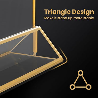 5x7 Gold Acrylic Sign Holder, 12 Pack Wedding Table Number Stands With Vertical Gold Borders, Double Sided Picture Frame Paper Stand, Clear Photo Display Menu for Party, Home, Restaurant