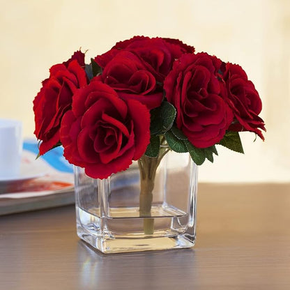 EnovaFloral Cube Glass Vase, 5x5 Inch Square Glass Vase - Floating Candle Holder for Wedding Centerpieces and Home Office Decor