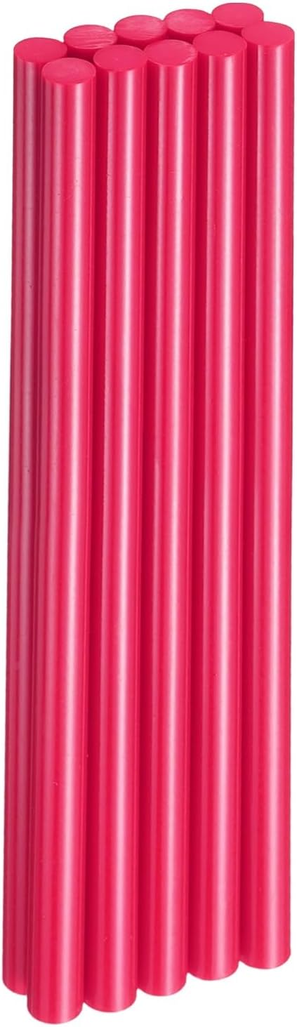 HARFINGTON 10pcs Hot Glue Sticks 0.43" Dia x 9.84" Long EVA Mini Hot Melt Adhesive Glue Stick for Hot Melt Gun Wood Plastic Glass Flowers Fabrics Foam, Rose Red