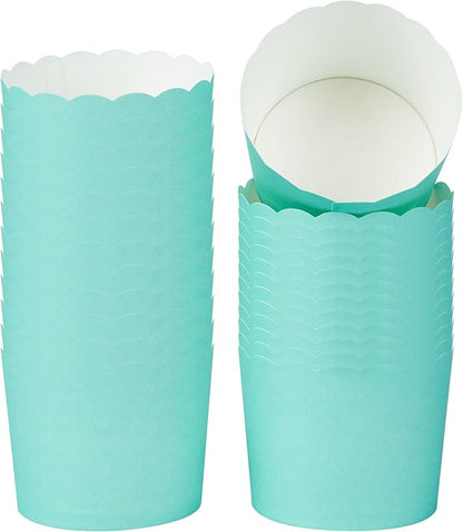 Panificio 6 Ounce Cupcake Wrappers, 200 Scalloped Baking Cups - Oven-Ready, Greaseproof, Turquoise Paper Cupcake Liners, Disposable, For Birthdays, Baby Showers, Or Weddings - Restaurantware