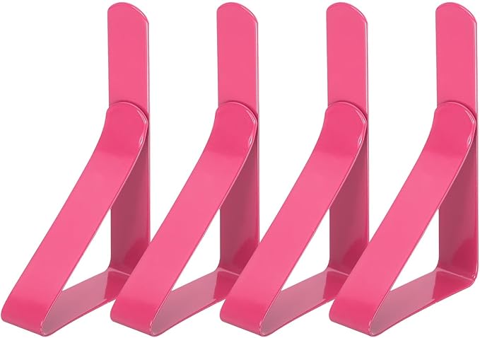 uxcell 4 Pack Tablecloth Clips, Stainless Steel Table Cloth Cover Clamps, 2.95" x 1.77" Windproof Holder Clips for Home Party Picnic Wedding Camping Dining Tables, Pink