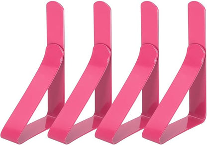 uxcell 4 Pack Tablecloth Clips, Stainless Steel Table Cloth Cover Clamps, 2.95" x 1.77" Windproof Holder Clips for Home Party Picnic Wedding Camping Dining Tables, Pink