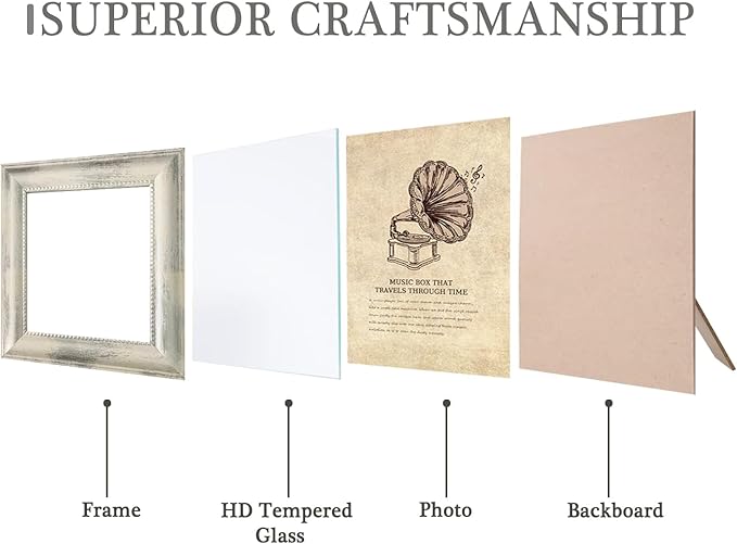 5x5 Picture Frames Set of 4 Vintage Photo Frame, Rustic Retro Photo Frame with Real Glass,Decorative Art Wall Mount and Tabletop Display Family Friends Wedding Gift
