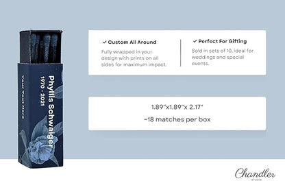 Customizable Funeral Matchboxes – Set of 10 – Memorial Design – Colorful Matchsticks – Perfect for Funeral Services & Remembrance (2" Matchsticks, Remembrance #1)