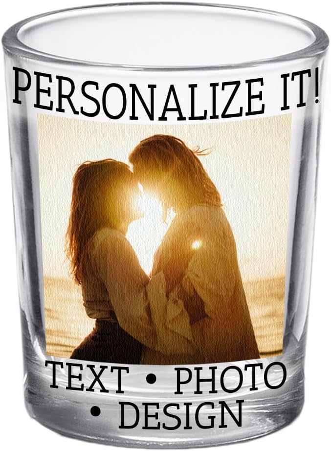 1pk Personalized Printed Photo 2.5oz Shot Glass - Mother's Day Gifts for Dads and Moms,custom image or pictures–anniversaries, party favors, bachelor or bachelorette party,21st birthday shot glass