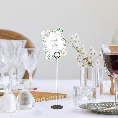 Urban Deco 24PK Table Number Holders Place Card Holders 12 Inch Table Card Holders Steel Card Holders for Photos, Food Signs, Memo Notes, Weddings, Restaurants, Birthdays (Black 24PK)