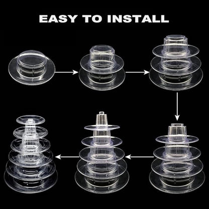 6 Tiers Macaroon Tower Stand with 8'' Silicone Tongs, Round Macaron Tower Cake Display Rack Plastic Cupcake Stand Macarons Desserts Serving Tray for Birthday Wedding Party Decor (6 Tiers with Tongs)
