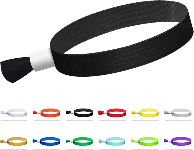 Green-Power America 100 Pcs Cloth Event Wristbands, Event Wristbands, Colored Wrist Bands for Events, for Lightweight Concert Wrist Strap for Activities, Party Bracelets for Events (Color : Black)
