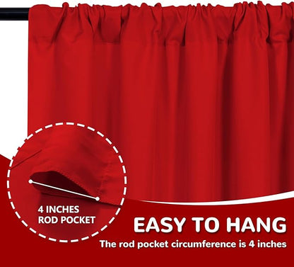 MEETSKY Red Backdrop Curtains for Party Valentine's Day Arch Stage Wedding Ceremony Red Curtains Fabric Photography Backdrop Drapes for BBirthday Party Baby Shower Christmas, 5ft x 8ft, 2 Panels