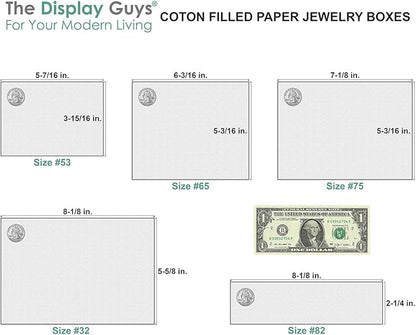 TheDisplayGuys - 25-Pack #53 Kraft Paper Cardboard Gift Boxes/Jewelry Cases w. Cotton Padding & Lid - Matte Black - (5.4" x 3.9" x 1.0")