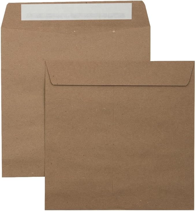 LUXPaper Square Invitation Envelopes | Peel & Press | 8 1/2" x 8 1/2" | Grocery Bag Brown | 70lb. Text | 50 Qty