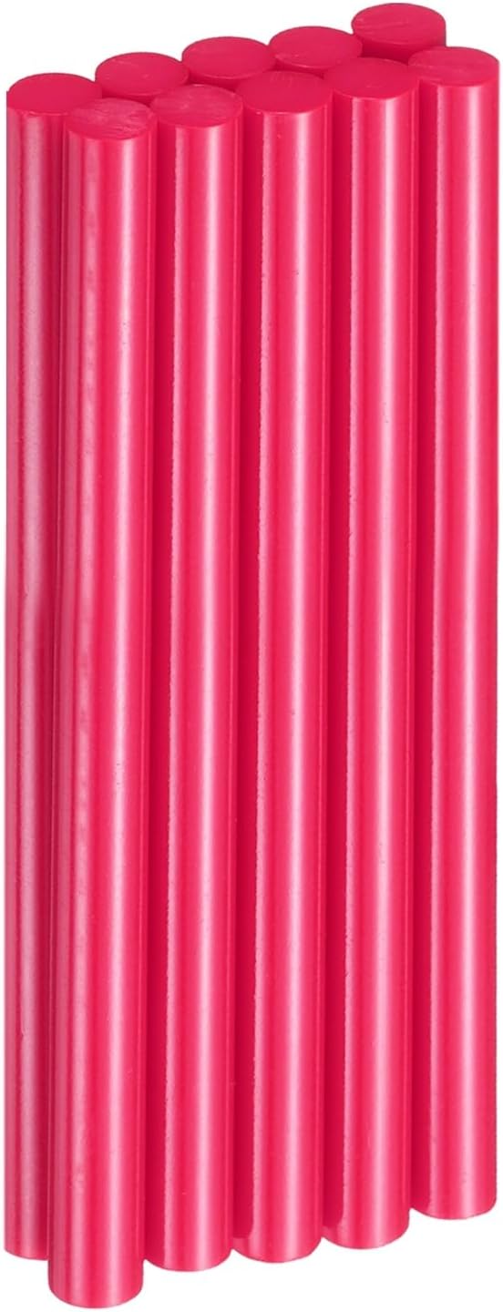 HARFINGTON 10pcs Hot Glue Sticks 0.43" Dia x 5.91" Long EVA Mini Hot Melt Adhesive Glue Stick for Hot Melt Gun Wood Plastic Glass Flowers Fabrics Foam, Rose Red