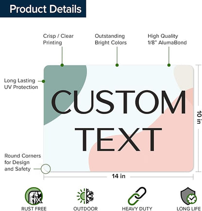 Custom Sign, Custom Street Sign, 11 Font Colors, 13 Font Styles, 4 Hole Options, 22 Sizes, 10x14 Inches, Rust Free DiBound, Fade Resistant, Made in USA by My Sign Center (Minimalist)
