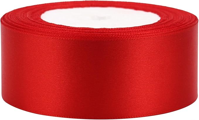 Red Solid Satin Ribbon 1-1/2 Inch 25 Yards Solid Polyester Fabric Ribbon for Gift Wrapping Wedding Christmas Baby Shower Birthday Party Decoration Handmade Immortal Flower Craft