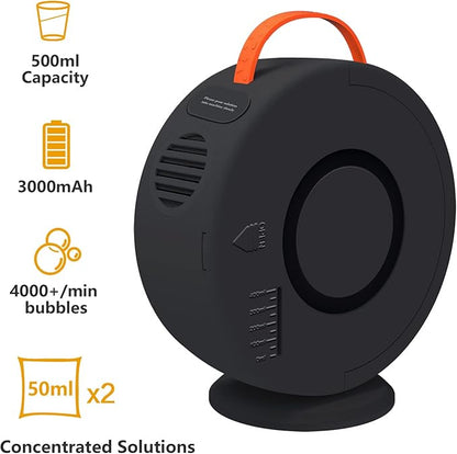Bubble Machine Automatic Bubble Blower for Kids Toddlers Rechargeable Battery Portable Bubble Maker Electric Bubble Machine Auto Rotating 90°/360° Outdoor Toy for Birthday Party Wedding