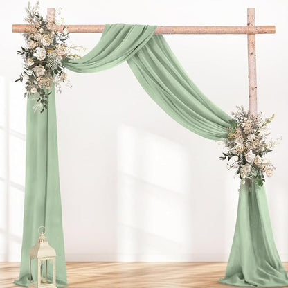 Sage Green Wedding Arch Draping Fabric 1 Panel 29" × 20FT Sheer Drapes Outdoor Curtain for Wedding Ceremony Baby Bridal Shower Arch Ceiling Backdrop Decor