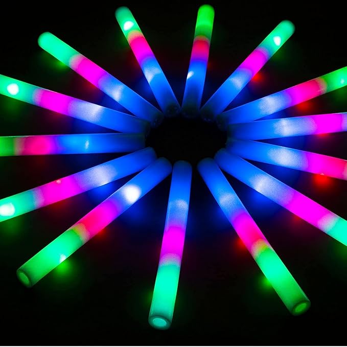174 Pack LED Foam Glow Sticks, Glow Stick Bulk Party Pack with 3 Modes Colorful Flashing, Glow in Dark Party Supplies for Wedding, Raves, Concert, Camping