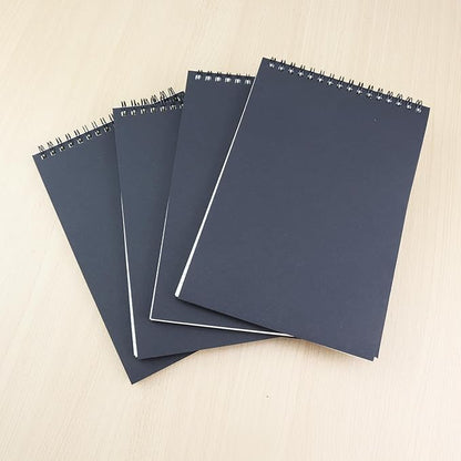 4 Pcs Top Bound Spiral Notebook,8.3 inch x 5.8 inch,60 Sheet,7mm College Ruled Paper,A5 Spiral Note Pads Memo Lined Notebook Journal for School and Office Supplies (Black)