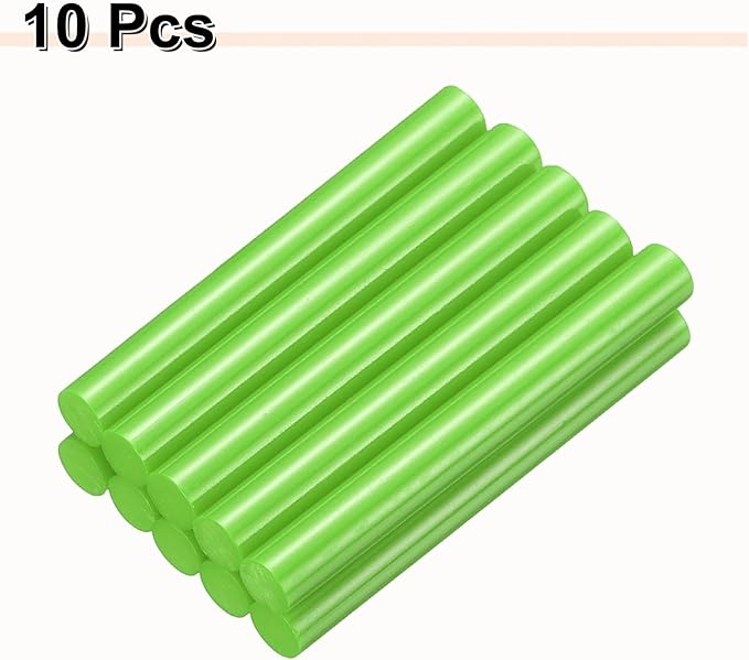 HARFINGTON 10pcs Hot Glue Sticks 0.43" Dia x 3.94" Long EVA Mini Hot Melt Adhesive Glue Stick for Hot Melt Gun Wood Plastic Glass Flowers Fabrics Foam, Light Green
