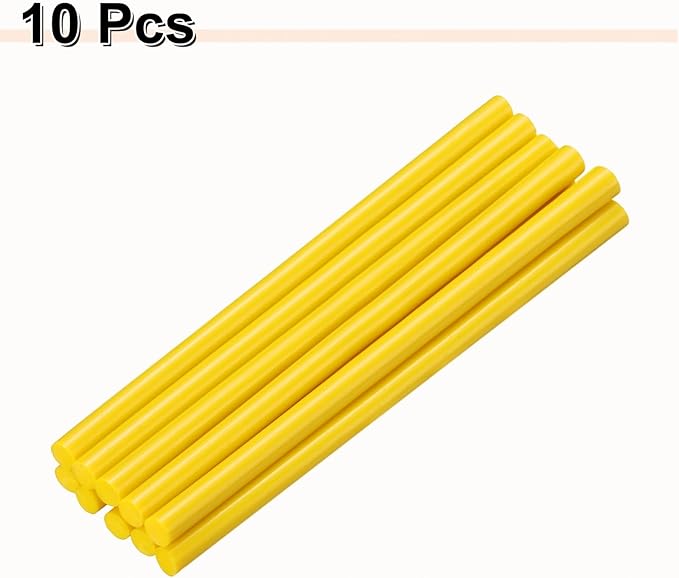 HARFINGTON 10pcs Hot Glue Sticks 0.28" Dia x 5.91" Long EVA Mini Hot Melt Adhesive Glue Stick for Hot Melt Gun Wood Plastic Glass Flowers Fabrics Foam, Yellow