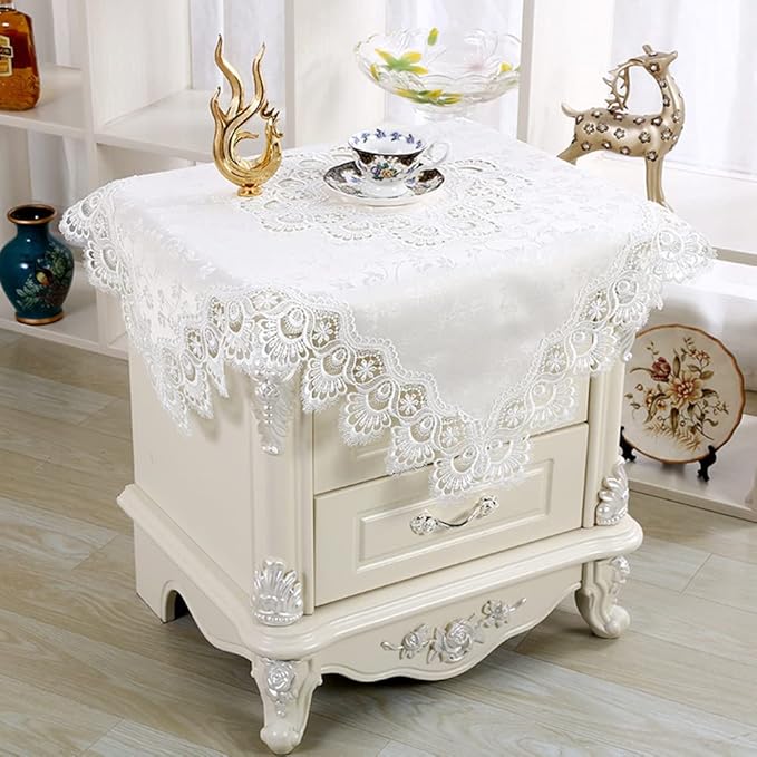 vctops Damask Lace Patchwork Tablecloth Luxury Square Small Table Cover Elegant Floral Embroidered Lace Table Cloth for Party Kitchen Dinning Picnic Decoration (Type C,32"x32")