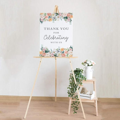 Andaz Press Extra Large Wedding Easel Board Party Sign, 12x18-inch, Peach Coral Floral Flowers Roses on White, Thank You for Celebrating With Us, 1-Pack
