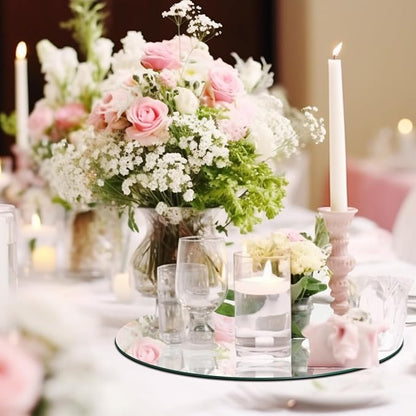 10" 12PCS Round Mirrors for Centerpieces, Circle Mirror Centerpieces for Tables, Mirror Tiles for Wall Table Wedding Centerpiece Mirrors Plates for Candle Anniversary Decorations DIY Craft