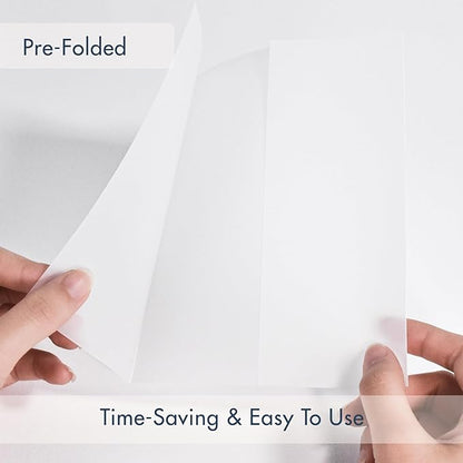 50 Pack Pre-Folded Vellum Jackets for 5x7 Invitations,AZAZA Translucent Invitation Sleeves,115GSM Vellum Jackets 5x7, Wedding Invitation Accessories,for Weddings Birthdays,Botanical Flower Pattern