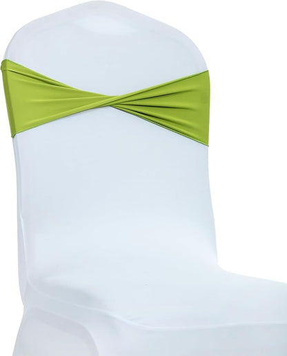 MDS Pack of 250 Spandex Chair Sashes Bows Elastic Stretch Dining Chair Bands Ties Without Slider Buckle Universal fits for Wedding Baby Shower Birthday Party Banquet Event Decoration - Apple Green
