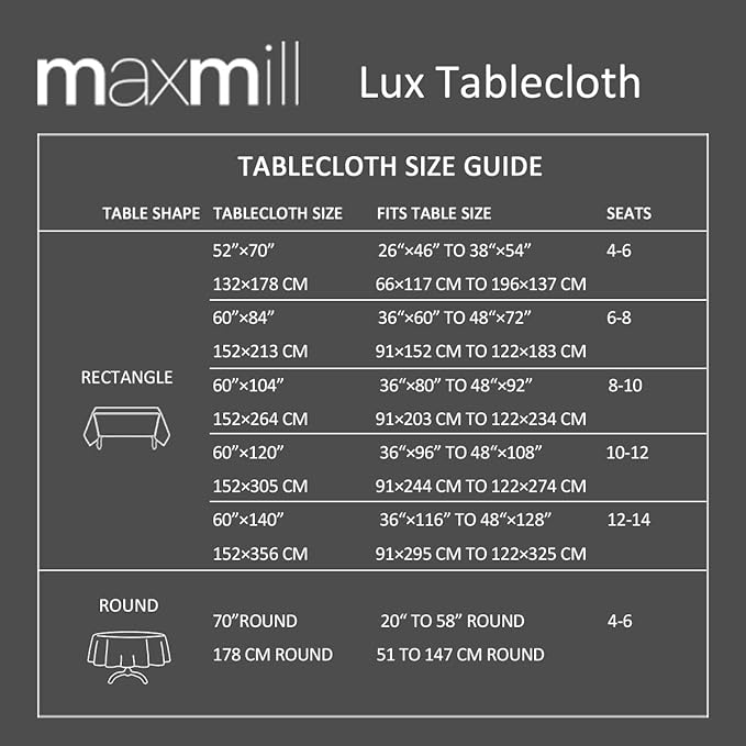 maxmill Lux Faux Linen Tablecloth with Slubby Texture Wrinkle Free Anti-Shrink Soft Table Cloth for Kitchen Dining Tabletop for Outdoor and Indoor Use Rectangle 60 x 84 Inch Neutral Gray