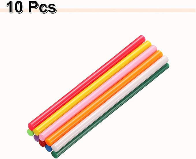 HARFINGTON 10pcs Hot Glue Sticks 0.28" Dia x 5.91" Long EVA Mini Hot Melt Adhesive Glue Stick for Hot Melt Gun Wood Plastic Glass Flowers Fabrics Foam, Multicolor