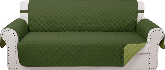 Reversible Sofa Covers Couch Cover Furniture Protector for Dogs Elastic Straps Water Resistant(Sofa,Huntergreen/Sage)
