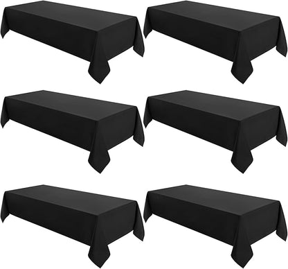 VidaFete Tablecloth 60 * 102inch 6 Pack Rectangle Table Cloth Polyester, Stain Wrinkle Resistant Polyester Dining Table Cover for Kitchen Dinning Party Wedding Rectangular Tabletop Decoration(Black)