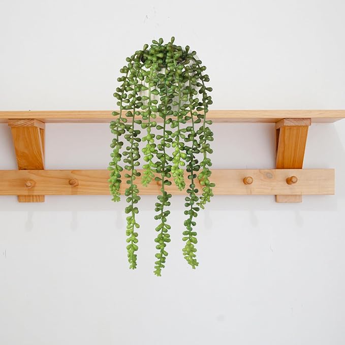 Succulents Plants Artificial, Small String of Pearls with Ceramic Pot Artificial Faux String of Pearls Suitable for Home Garden Decor, Wall Decoration